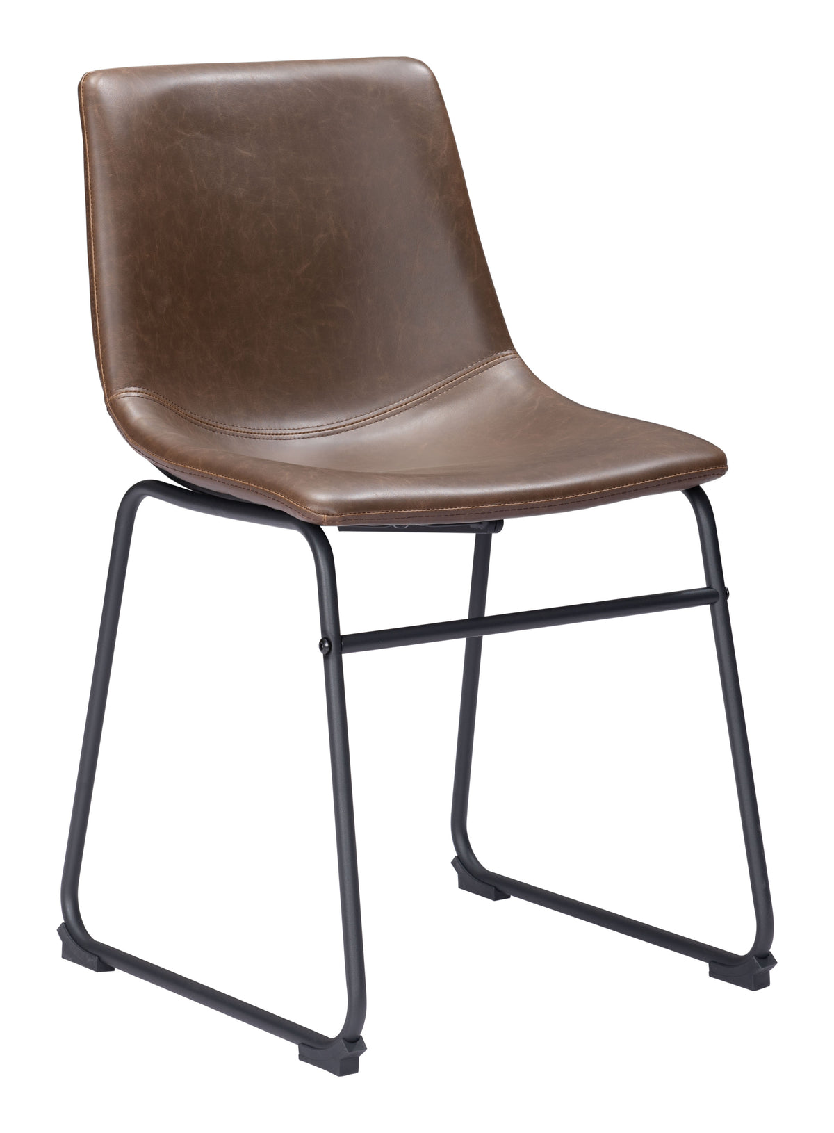 Chaise de salle à manger Smart – Simili cuir Espresso & Acier Noir | Lot de 2