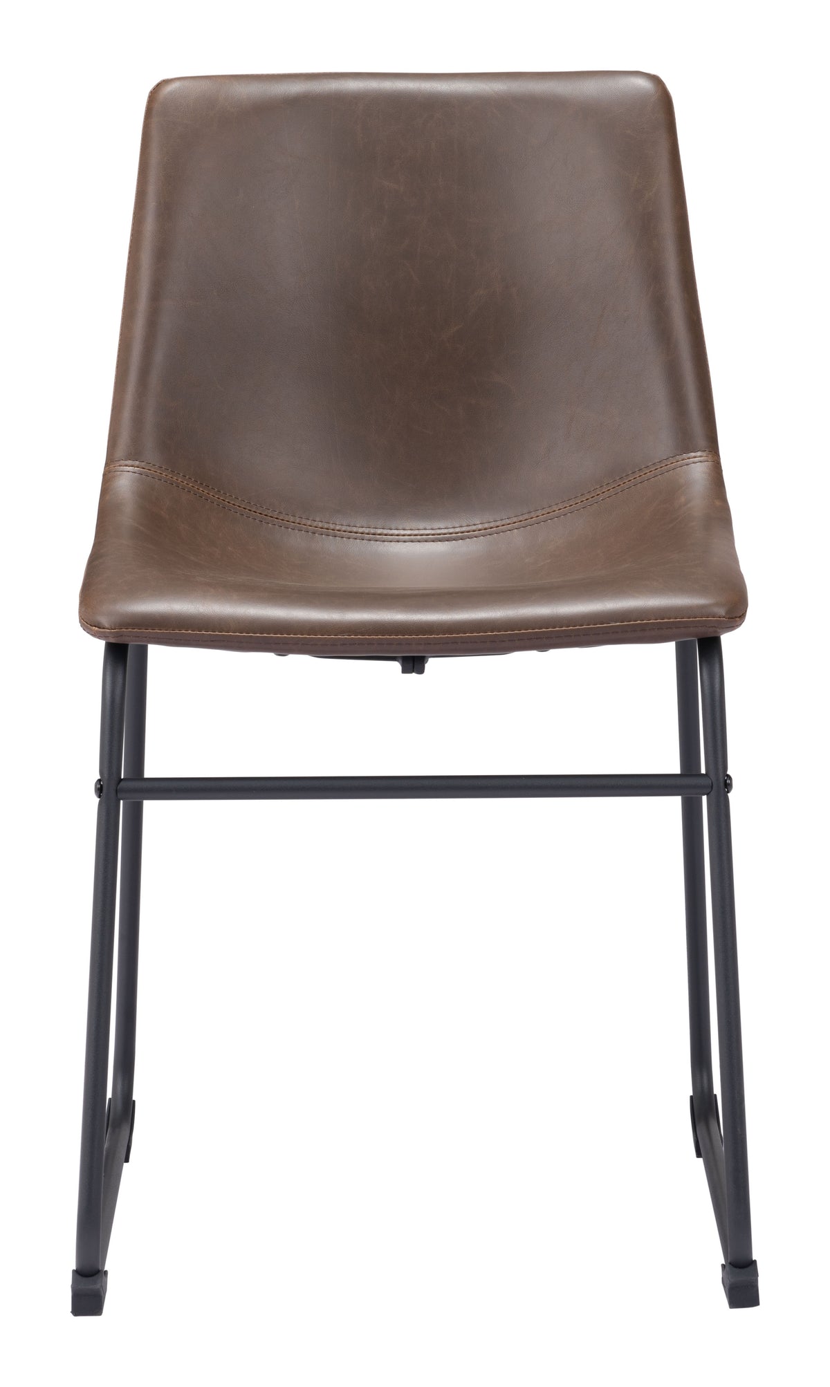 Chaise de salle à manger Smart – Simili cuir Espresso & Acier Noir | Lot de 2