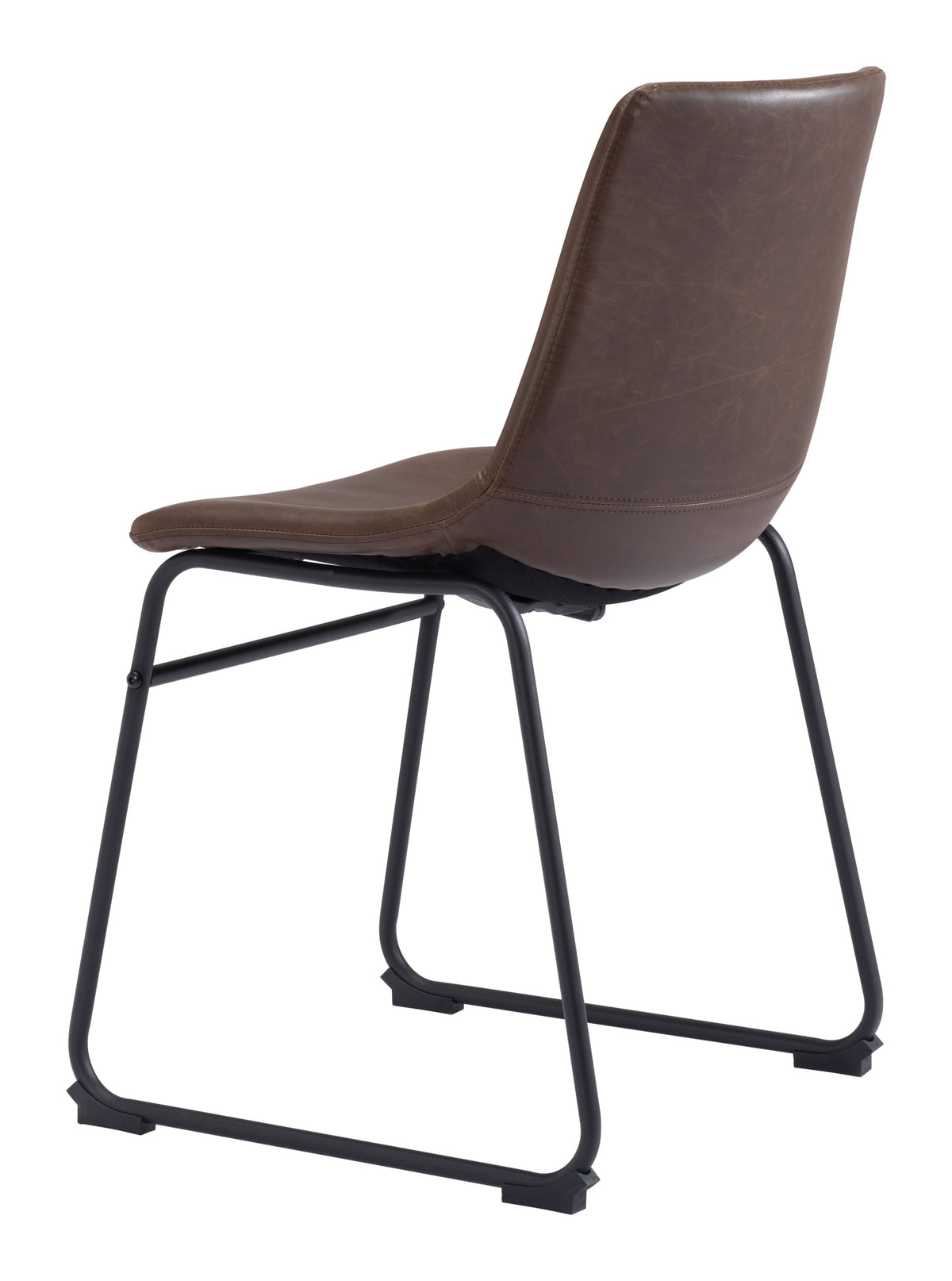 Chaise de salle à manger Smart – Simili cuir Espresso & Acier Noir | Lot de 2