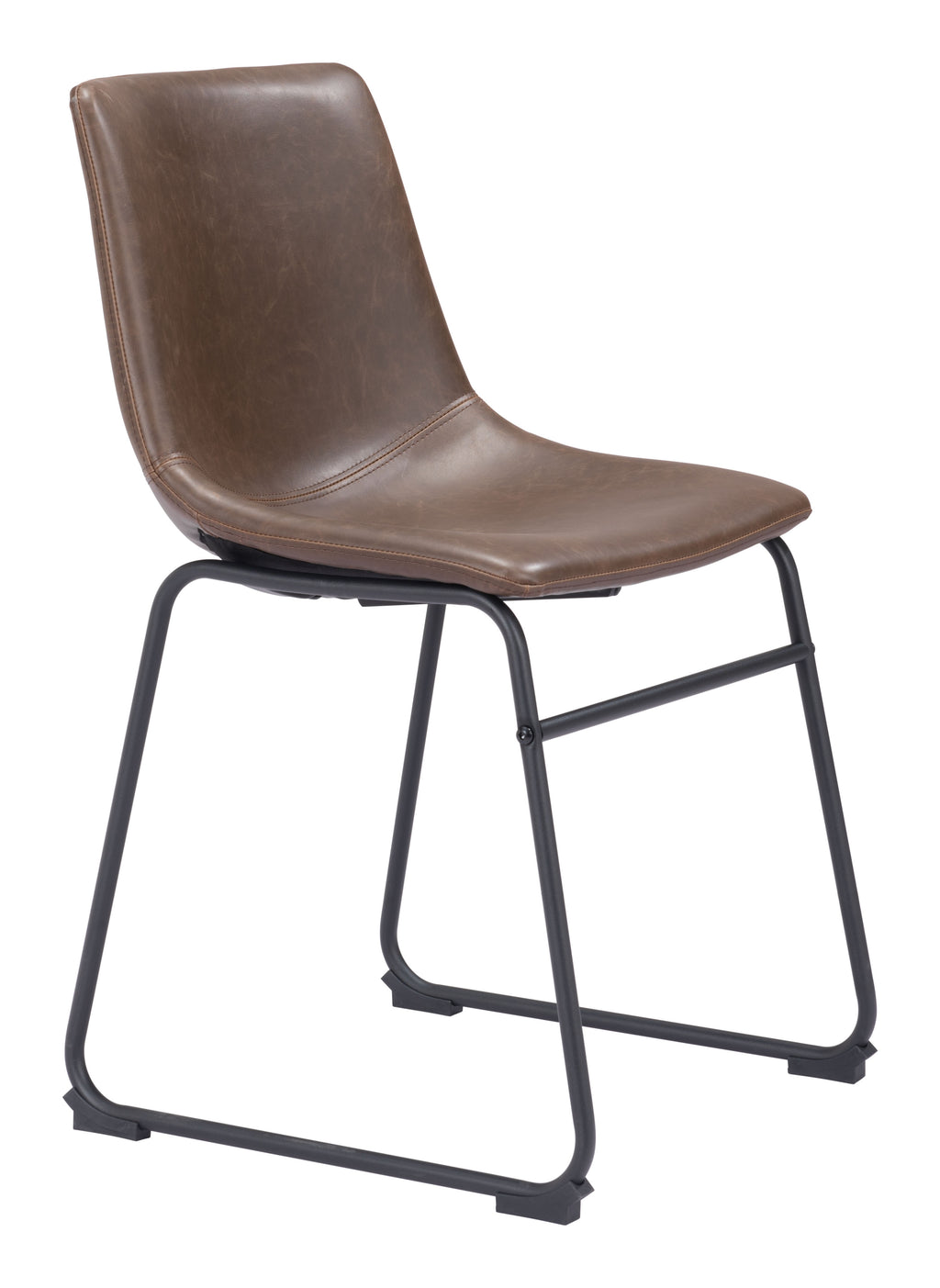 Chaise de salle à manger Smart – Simili cuir Espresso & Acier Noir | Lot de 2