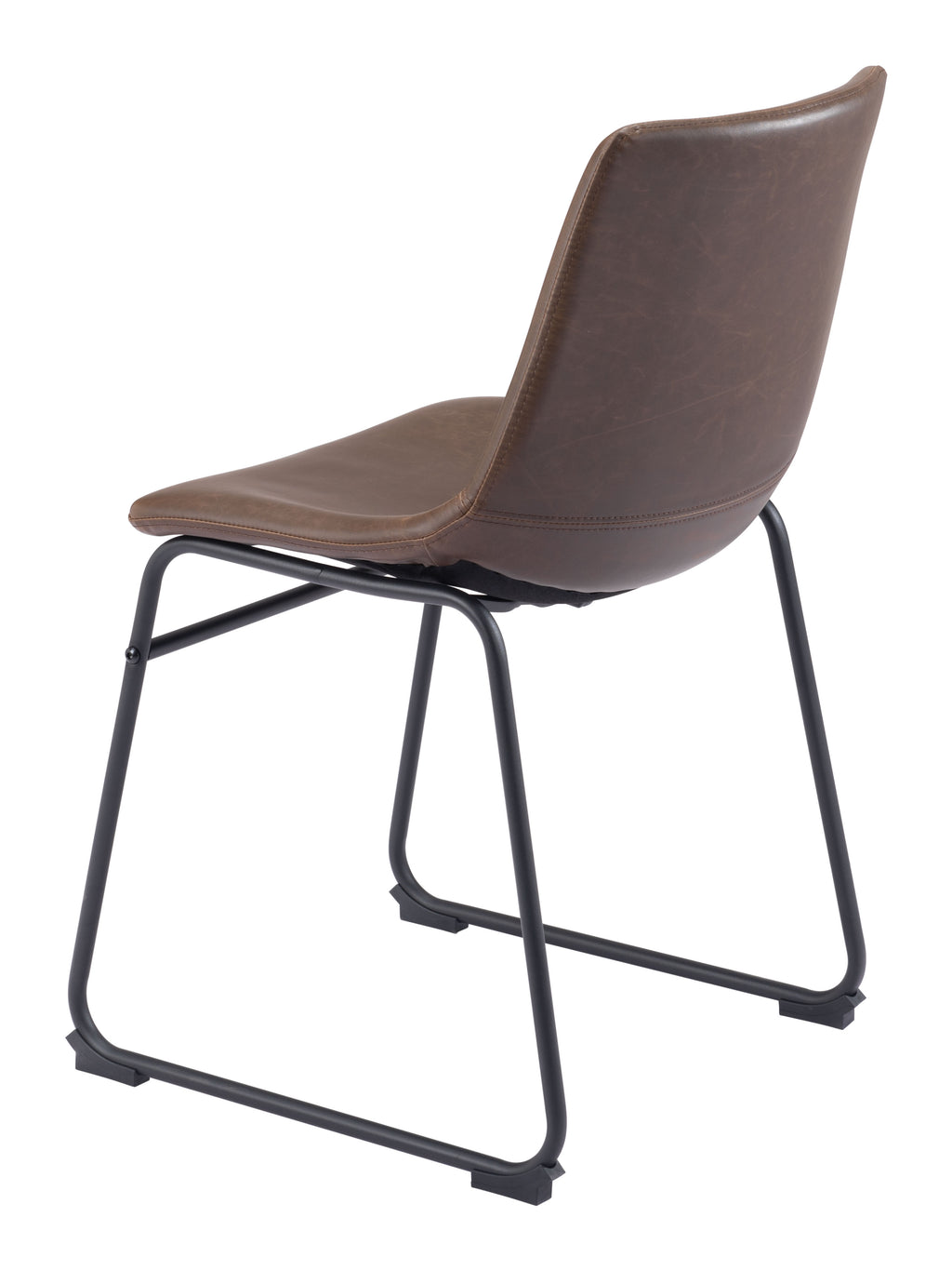 Chaise de salle à manger Smart – Simili cuir Espresso & Acier Noir | Lot de 2