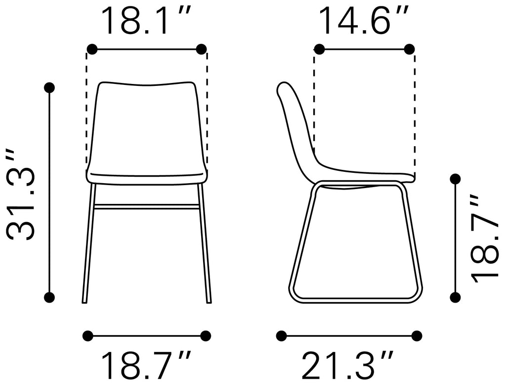 Chaise de salle à manger Smart – Simili cuir Espresso & Acier Noir | Lot de 2