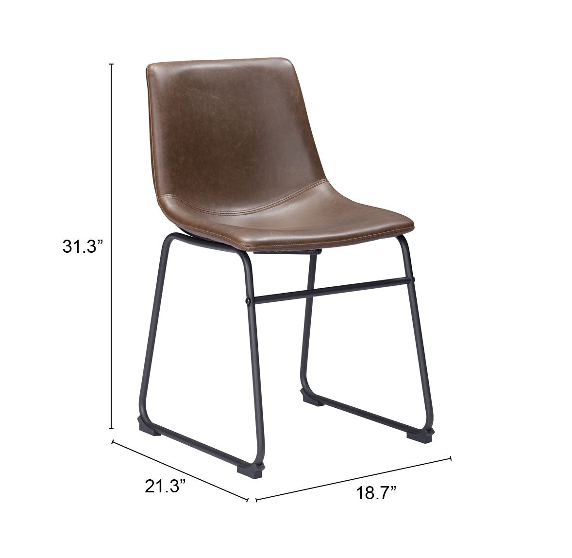 Chaise de salle à manger Smart – Simili cuir Espresso & Acier Noir | Lot de 2