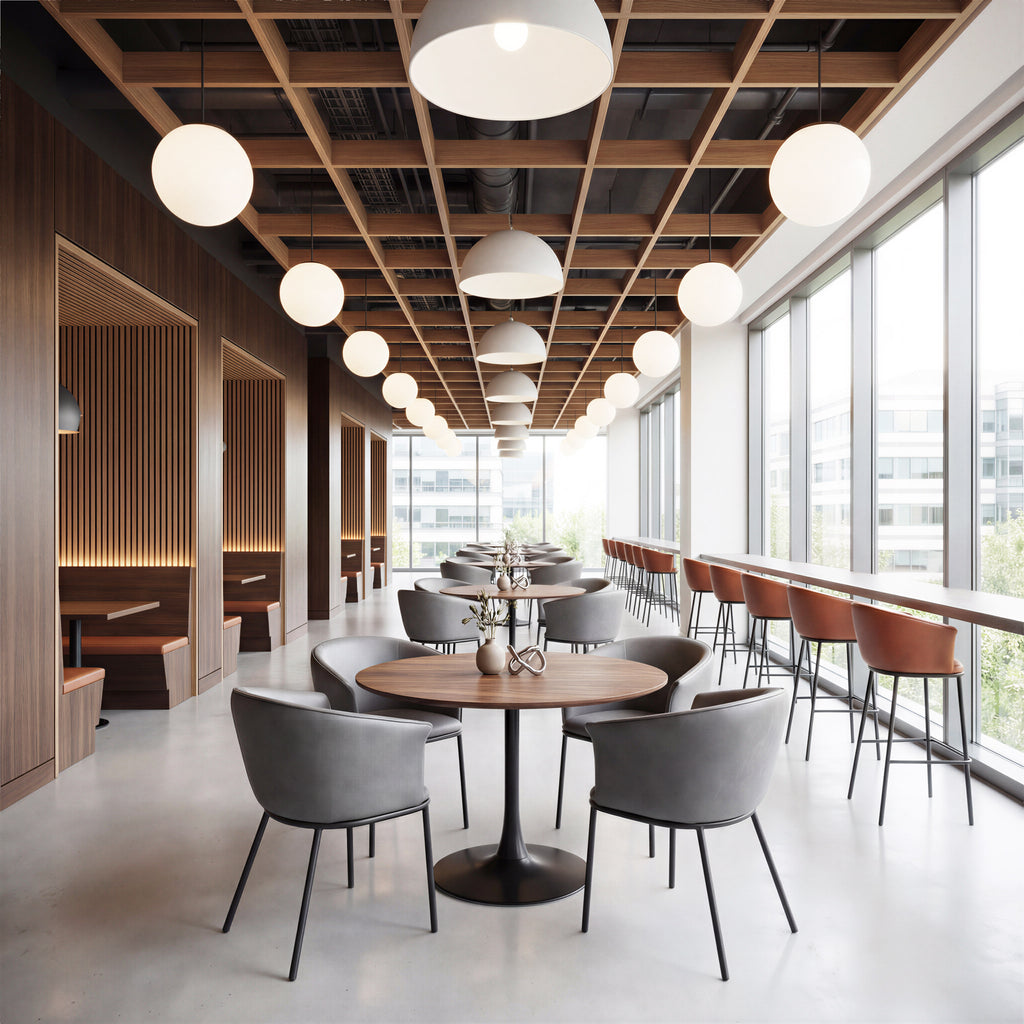 Table de salle à manger carrée Style Tulipe – MDF & Acier | Marron, Noir ou Blanc