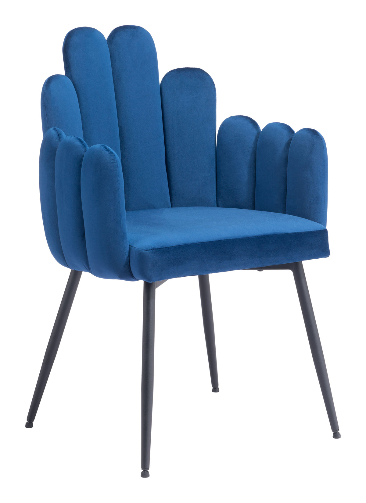 Chaise d’appoint Velours Dossier à Lattes & Acier Noir | Gris, Bleu marine ou Ivoire