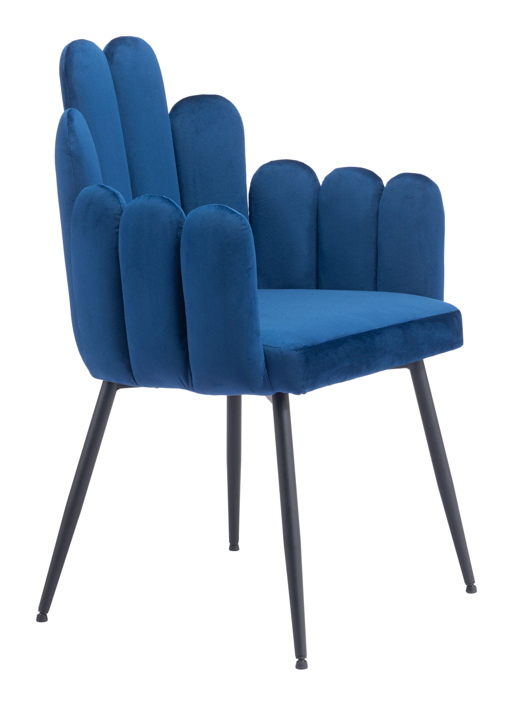 Chaise d’appoint Velours Dossier à Lattes & Acier Noir | Gris, Bleu marine ou Ivoire