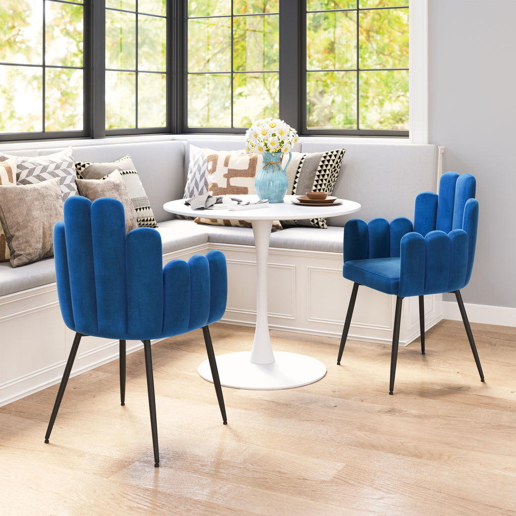 Chaise d’appoint Velours Dossier à Lattes & Acier Noir | Gris, Bleu marine ou Ivoire