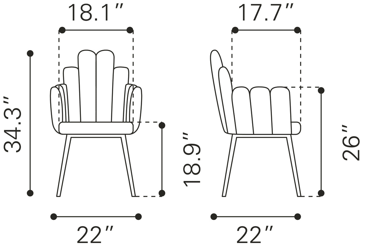 Chaise d’appoint Velours Dossier à Lattes & Acier Noir | Gris, Bleu marine ou Ivoire