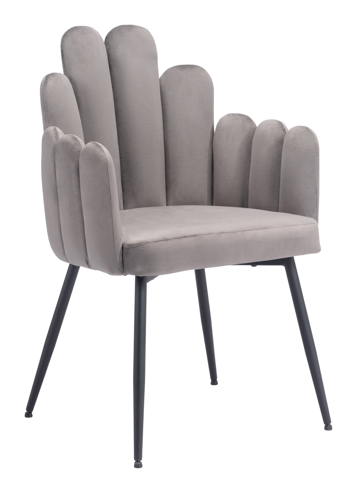 Chaise d’appoint Velours Dossier à Lattes & Acier Noir | Gris, Bleu marine ou Ivoire