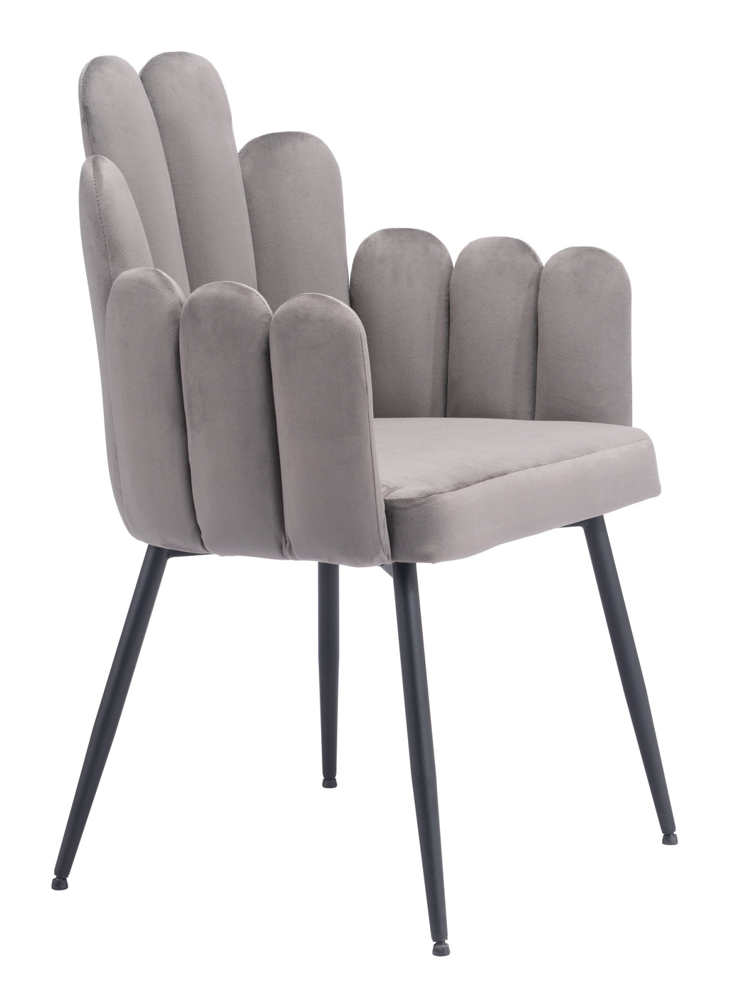 Chaise d’appoint Velours Dossier à Lattes & Acier Noir | Gris, Bleu marine ou Ivoire