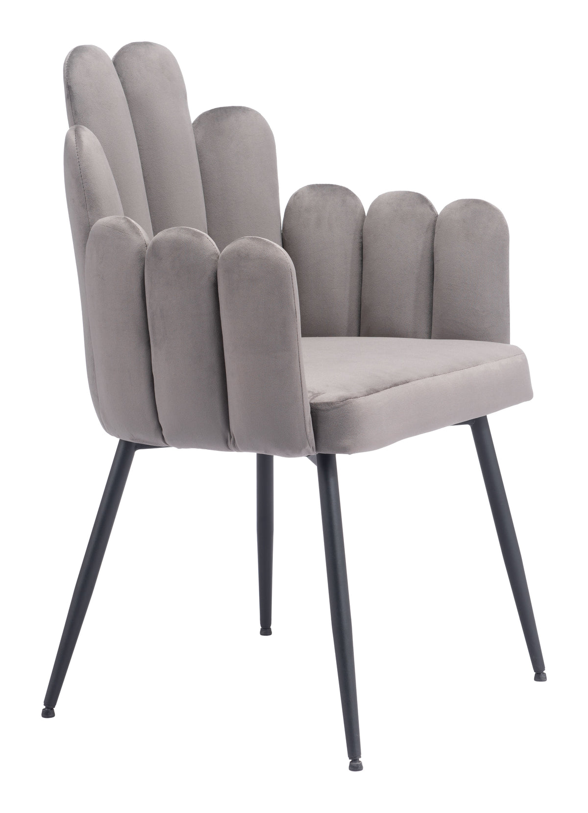 Chaise d’appoint Velours Dossier à Lattes & Acier Noir | Gris, Bleu marine ou Ivoire