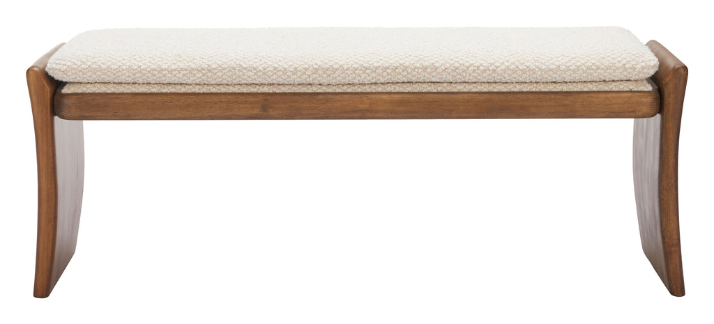 Banquette moderne en tissu beige – 2 places | Bois d’hévéa