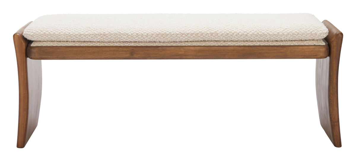 Banquette moderne en tissu beige – 2 places | Bois d’hévéa