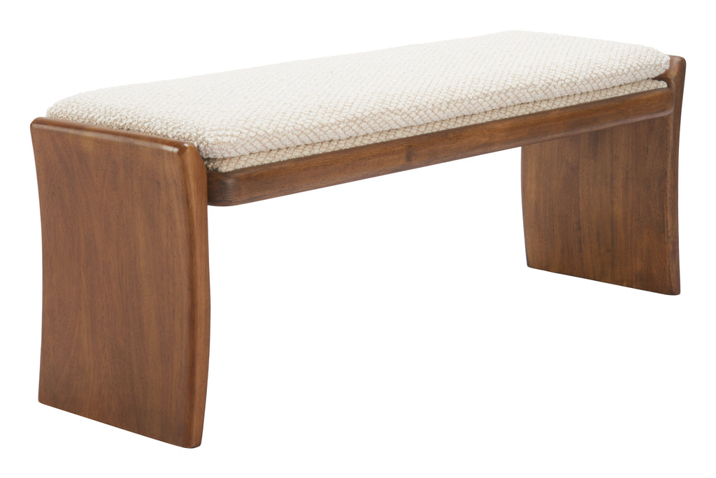 Banquette moderne en tissu beige – 2 places | Bois d’hévéa