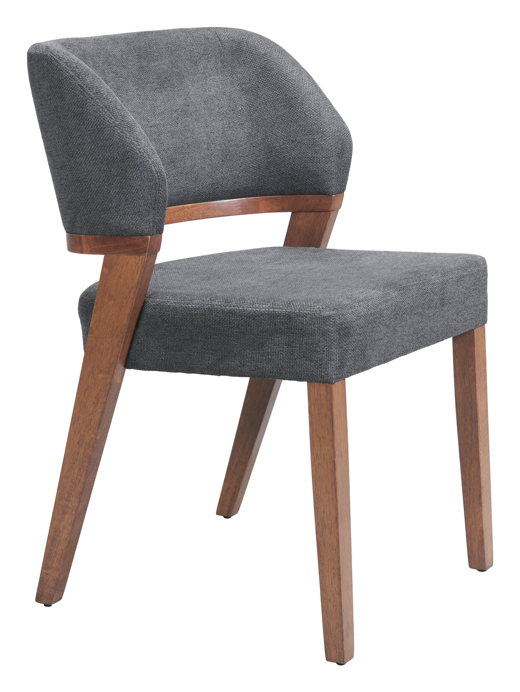 Chaise d’appoint Lin Poly Gris Azur & Bois de Noyer | Hévéa | Style Moderne