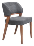 Chaise d’appoint Lin Poly Gris Azur & Bois de Noyer | Hévéa | Style Moderne