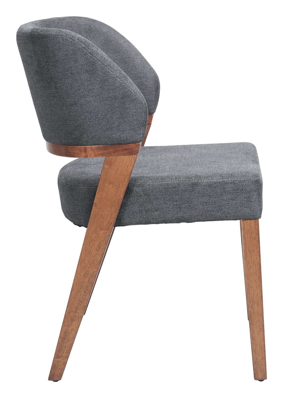 Chaise d’appoint Lin Poly Gris Azur & Bois de Noyer | Hévéa | Style Moderne