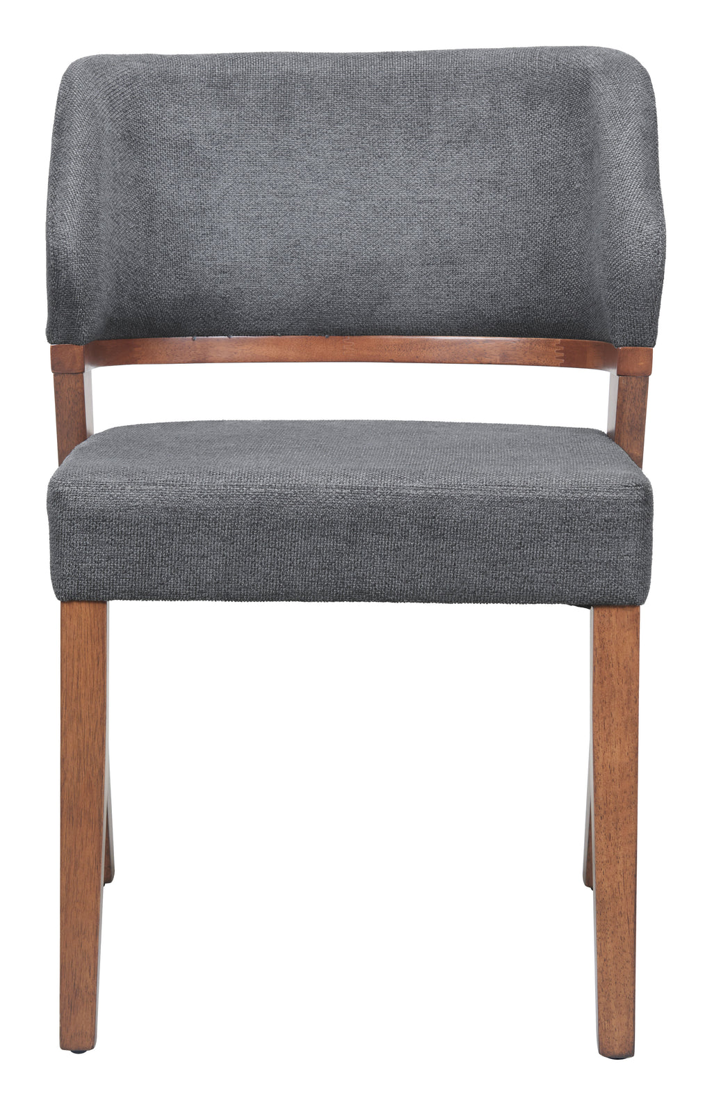 Chaise d’appoint Lin Poly Gris Azur & Bois de Noyer | Hévéa | Style Moderne