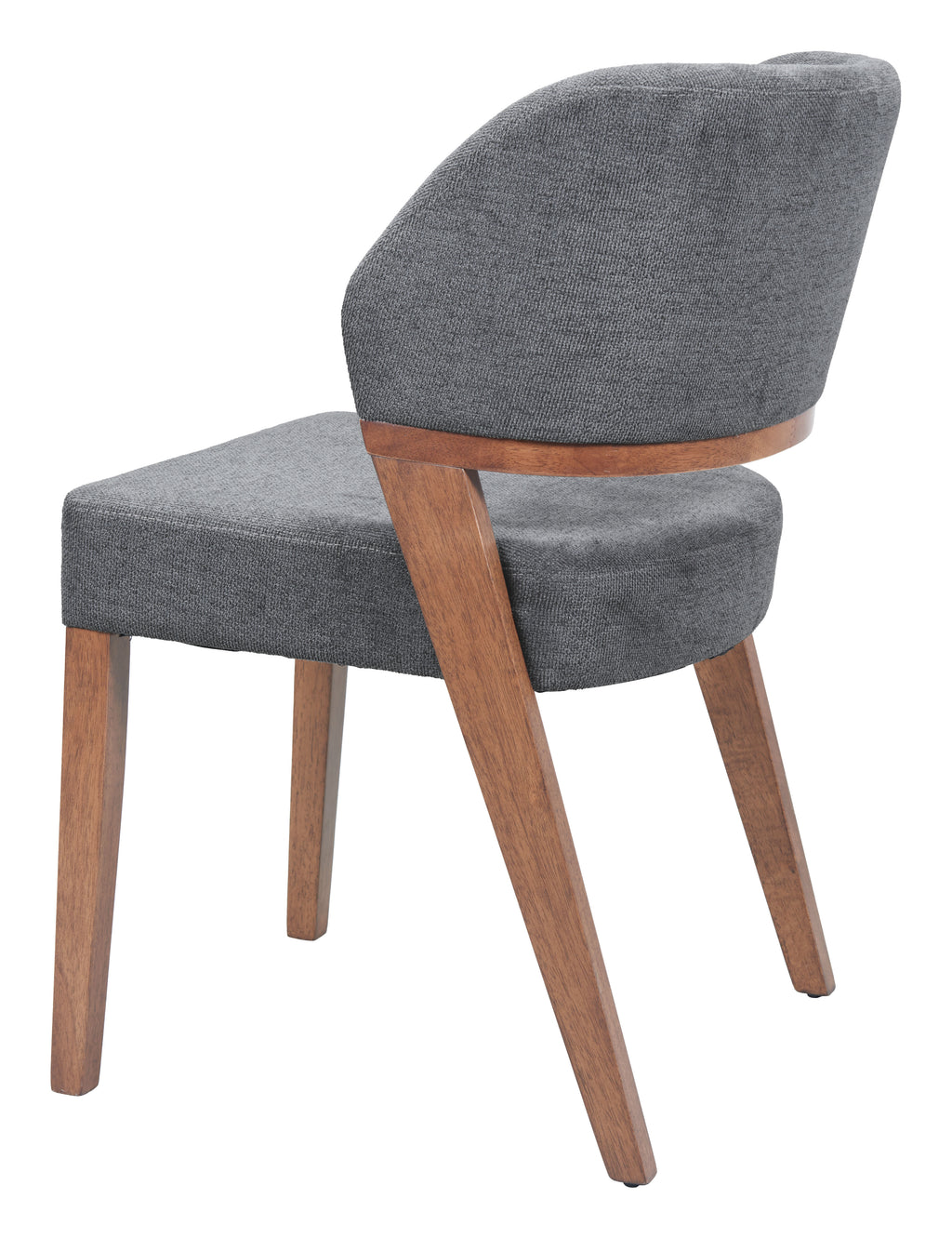 Chaise d’appoint Lin Poly Gris Azur & Bois de Noyer | Hévéa | Style Moderne