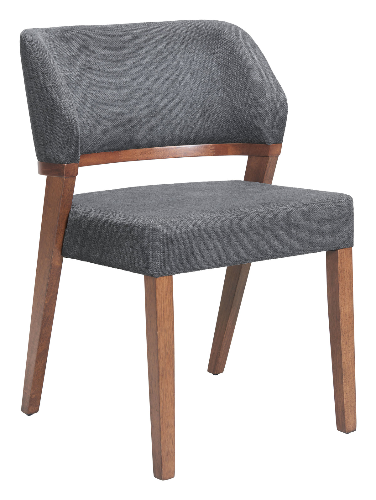 Chaise d’appoint Lin Poly Gris Azur & Bois de Noyer | Hévéa | Style Moderne