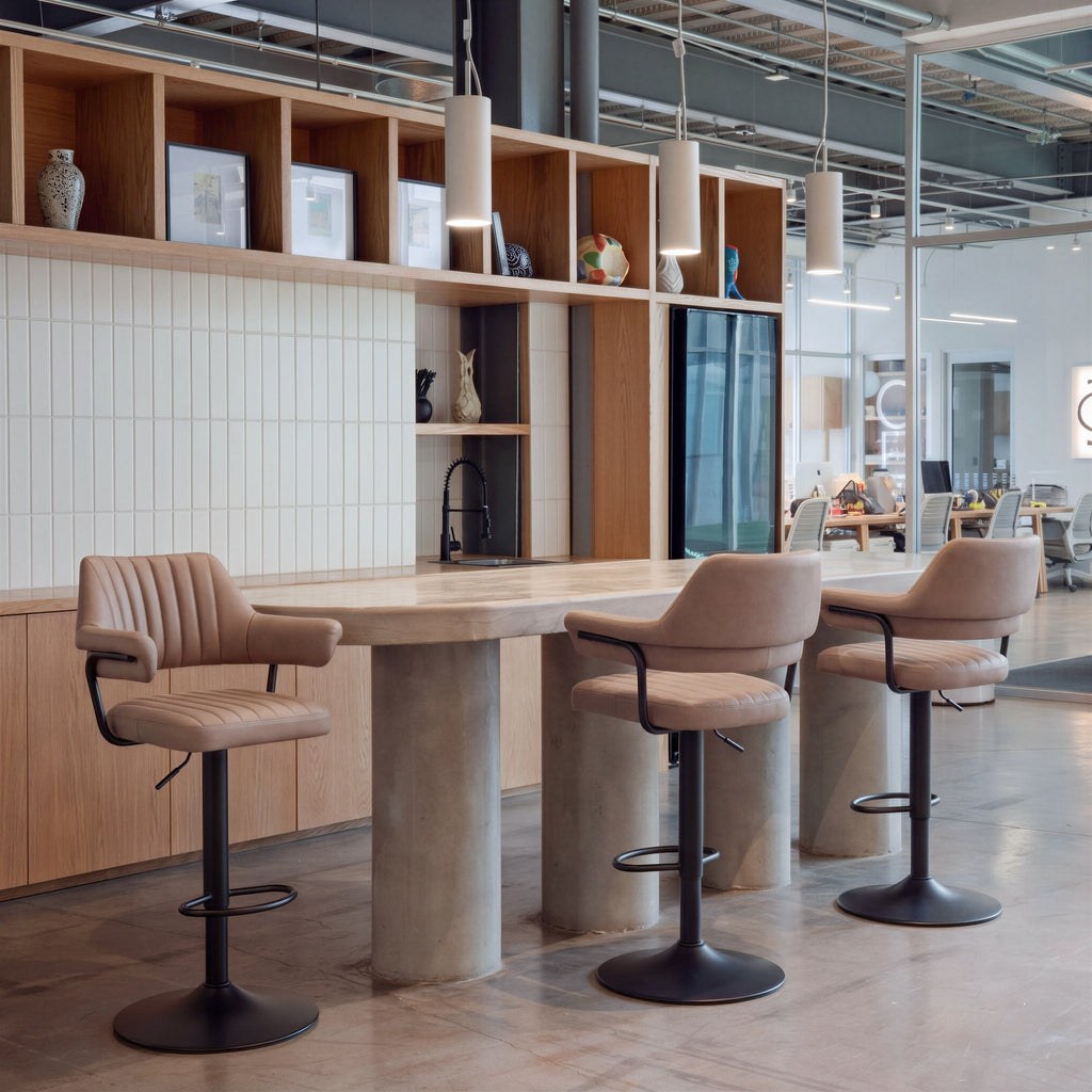Chaise de bar réglable & pivotante – Similicuir | Brun ou Gris anthracite