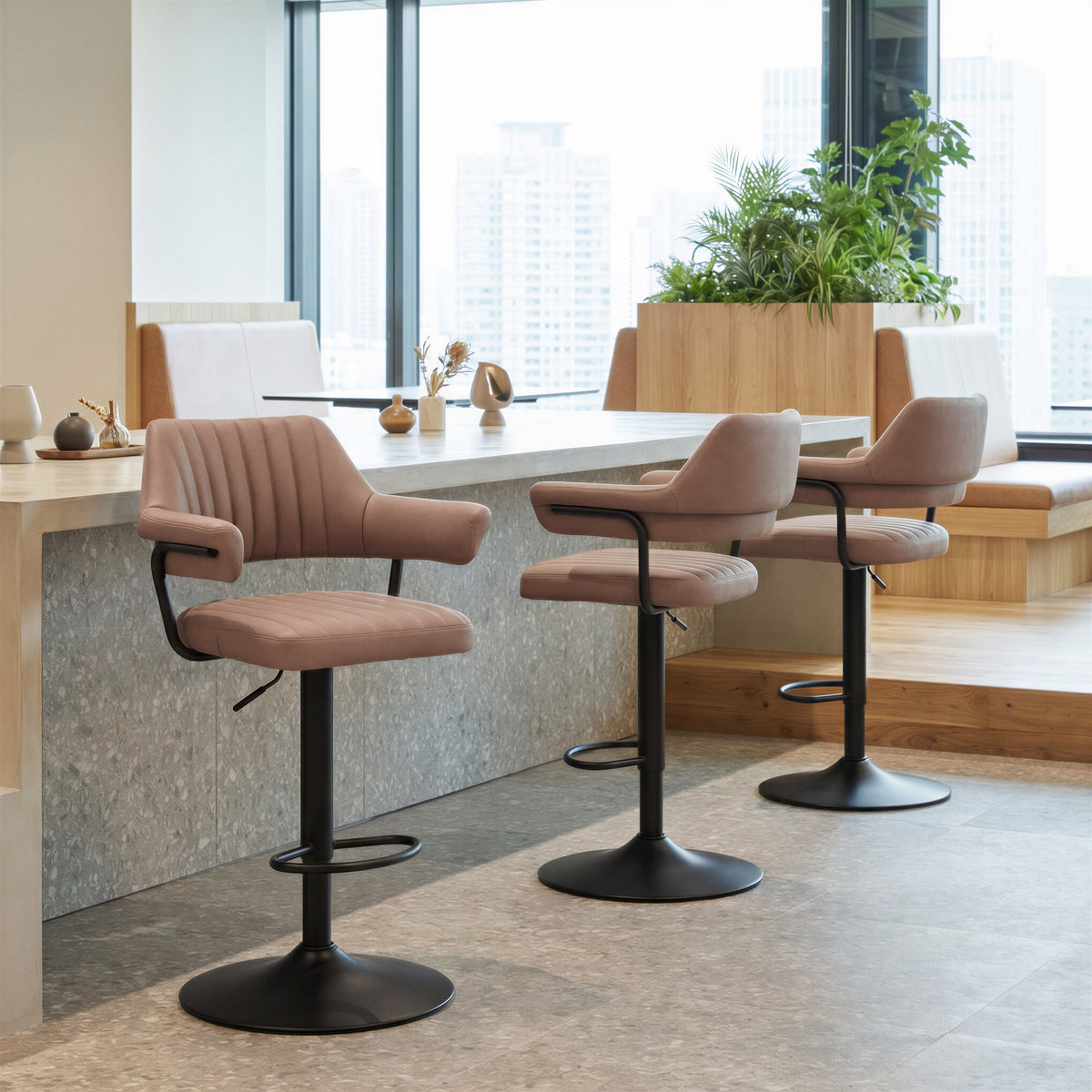 Chaise de bar réglable & pivotante – Similicuir | Brun ou Gris anthracite